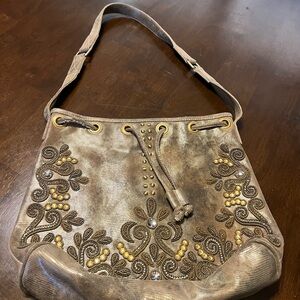 Mary Frances Bronze Embroidered Shoulder Bag